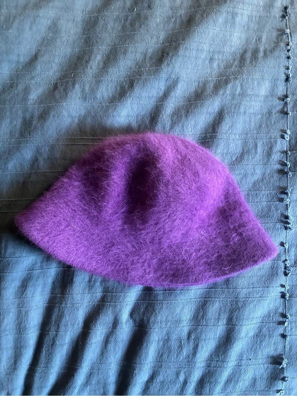 DNY Purple Fuzzy Wool Bucket Hat
